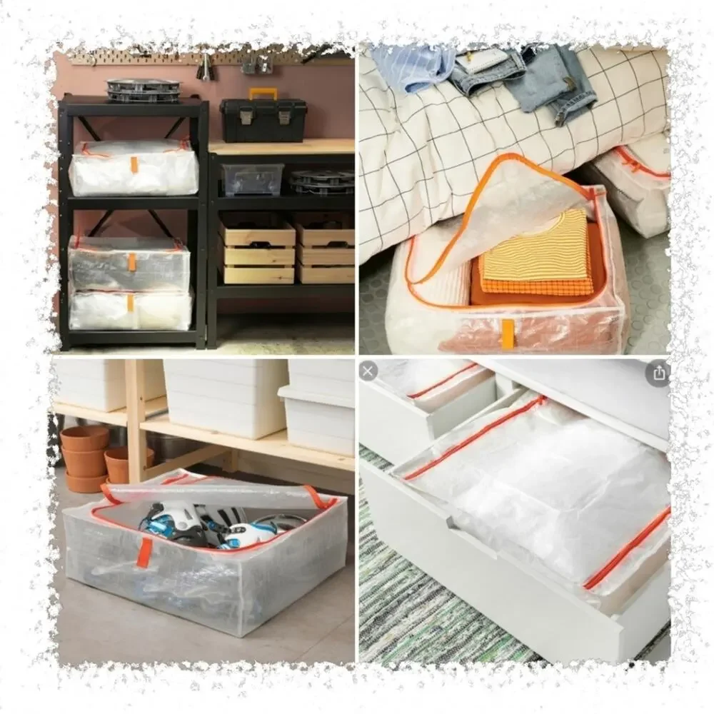 ^IKEA PÄRKLA Set of Four (4) Roomy Sturdy Storage Reusable Case Tote Travel Cube